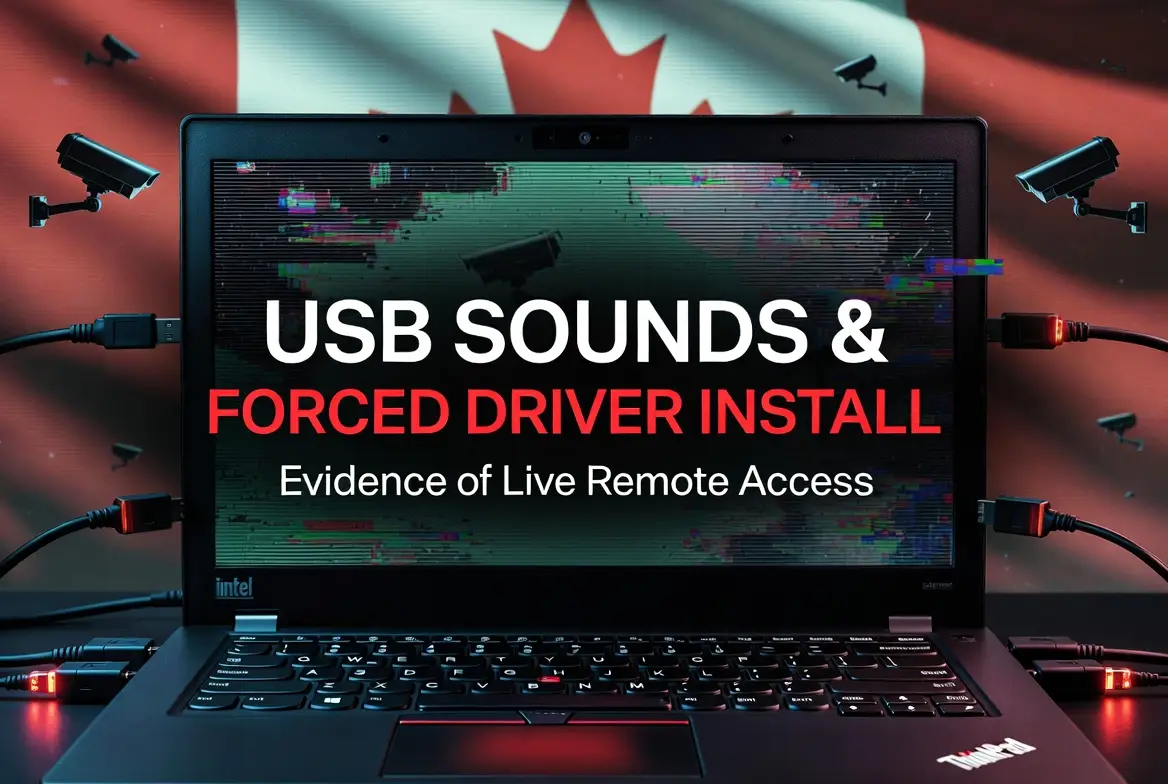 Windows laptop screen beside a USB port, illustrating the 22 June 2026 display anomalies recorded in the Equibit lawsuit.
