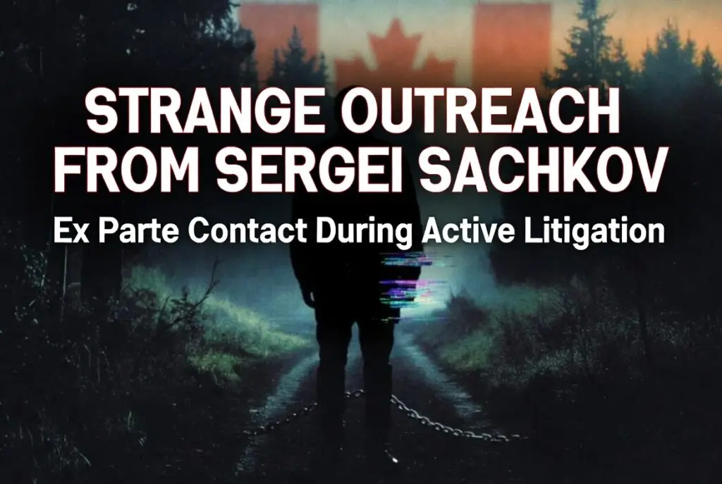Sergei Sachkov’s April 2026 emails to Chris Horlacher during the Equibit lawsuit, after default was set aside
